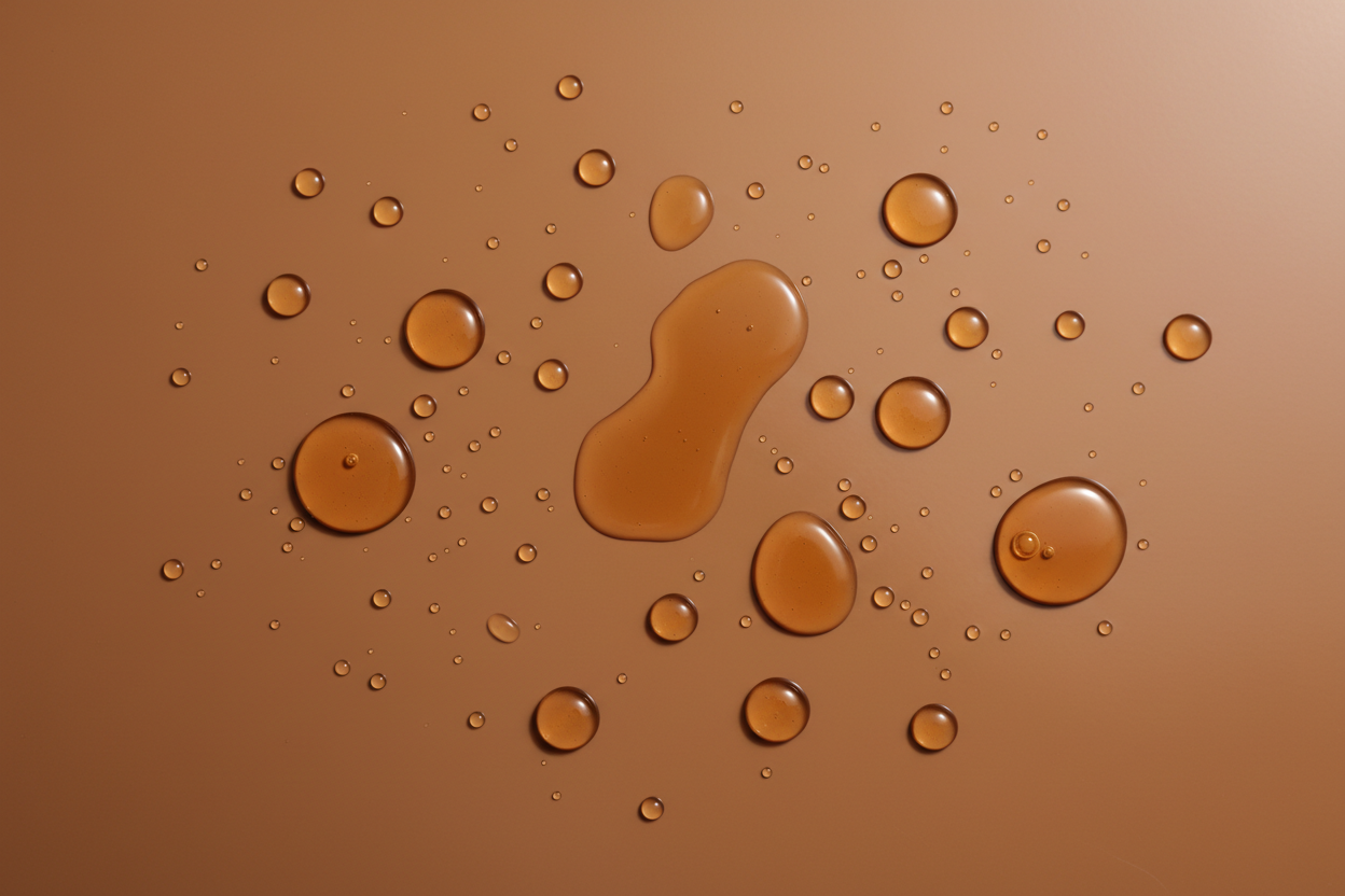 oil drops on brown clean studio look ground. bird perspecitfve