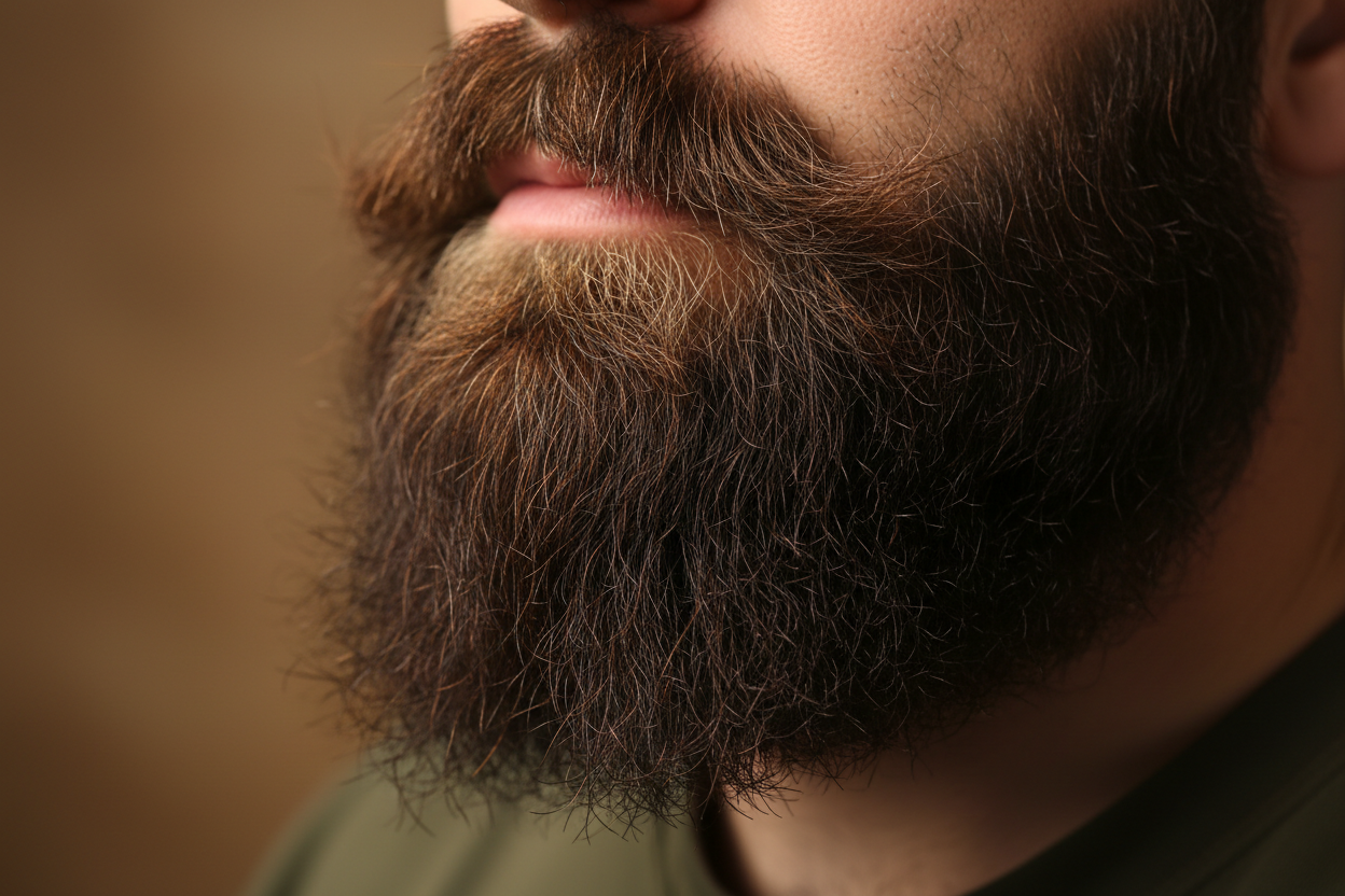 strong healthy beard growth close up